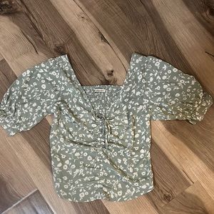 Abercrombie & Fitch white and mint floral top